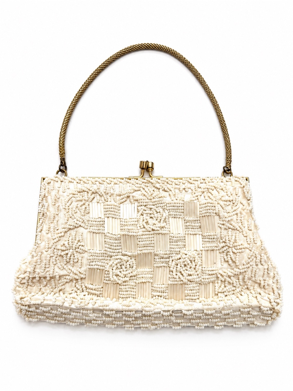 Mister Ernest Simon Beaded Evening Bag Ivory Gold Hong Kong